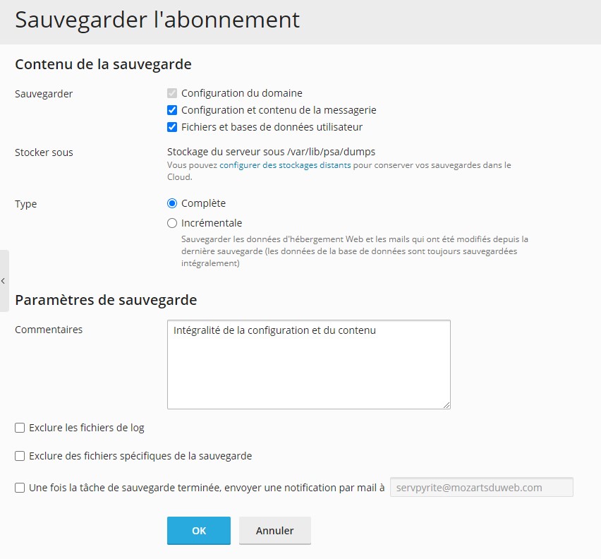 'Sauvegarder abonnement'